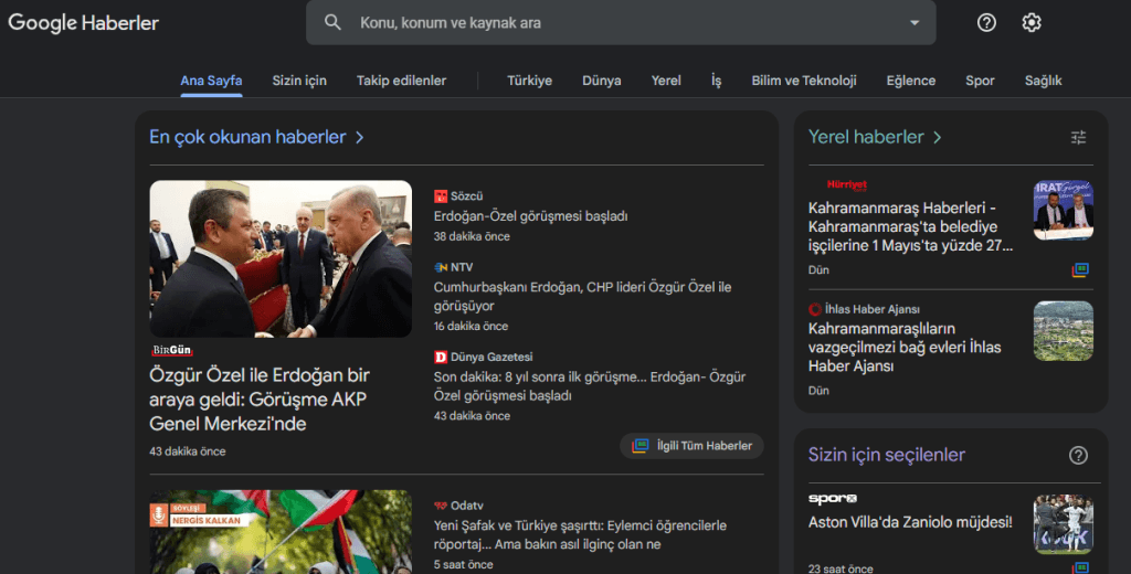 Google News Ana Sayfa
