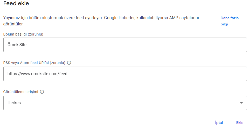 Google News Feed Ekleme