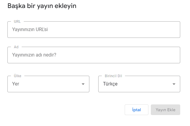 Google News Yeni Yayın Ekleme