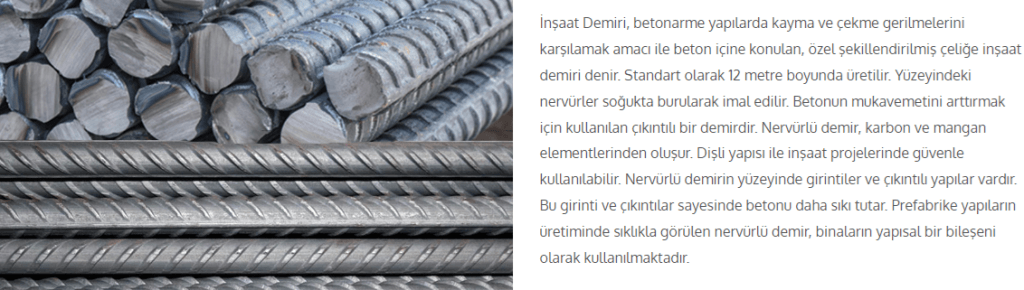 Ürün Açıklaması Örneği İnşaat Sektörü