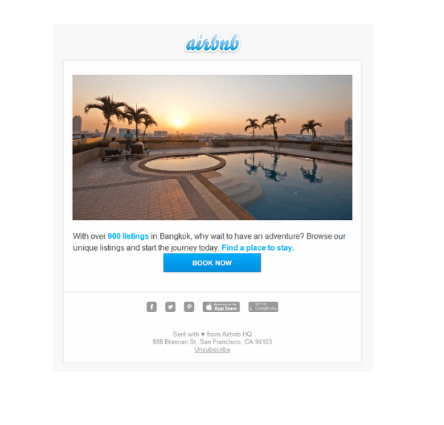 AirBnb E-Posta Pazarlama Örneği