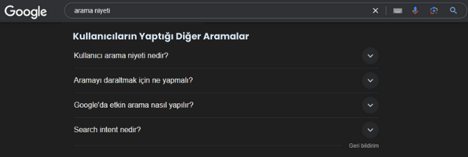 Kullanıcıların Yaptığı Diğer Aramalar Özelliğini Kullanmak