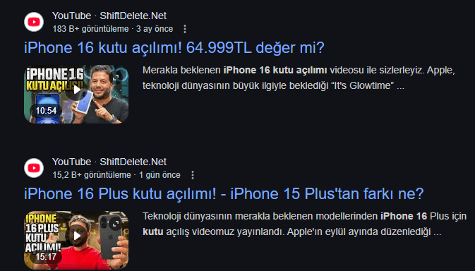 video sonuçları serp