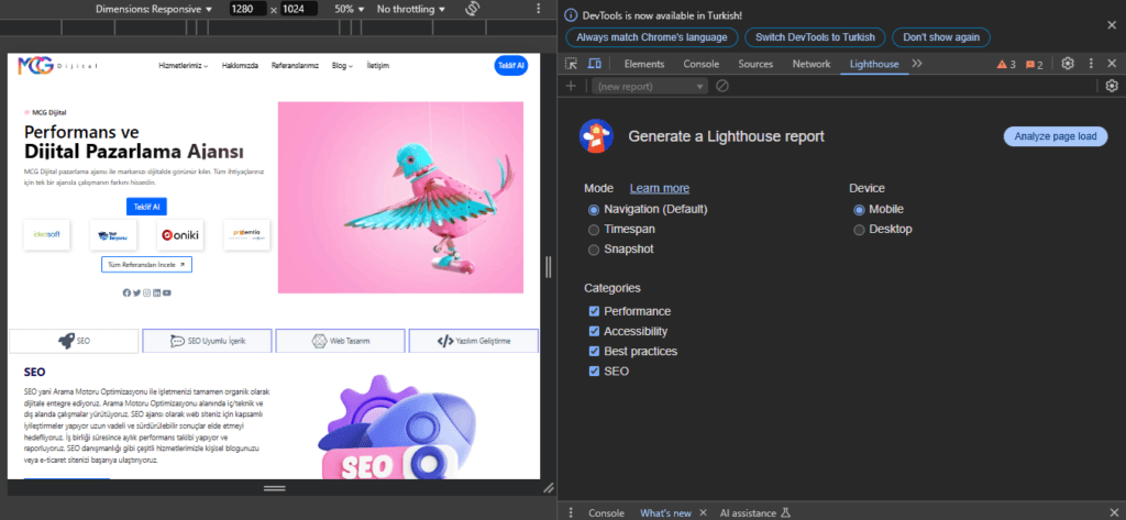 Dijital Pazarlama Aracı Google Lighthouse