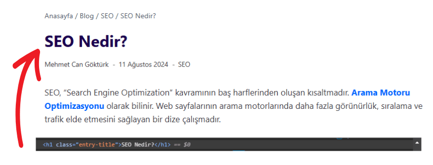 HTML H1 Başlık Etiketi