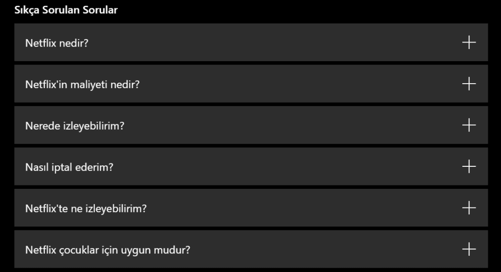 Netflix sık sorulan sorular
