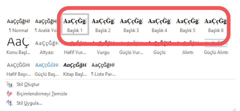 Word Başlık Etiketi Tanımlamak