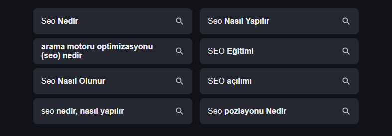 SEO ile ilgili aramalar