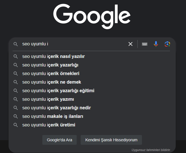 Google önerileri