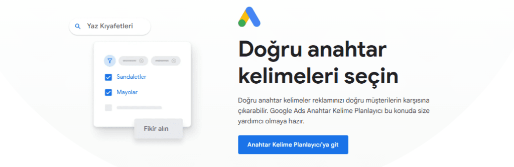 Google anahtar kelime planlayıcısı