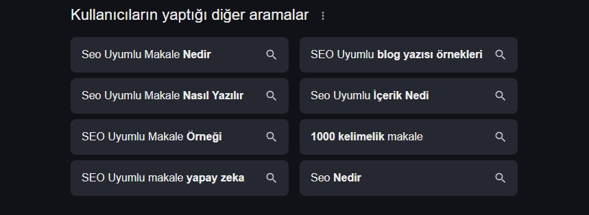 Google diğer aramalar