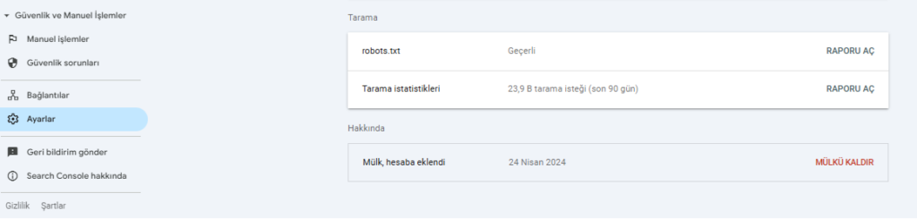 Tarama istatistikleri ile yapılan değişiklikleri kontrol edin