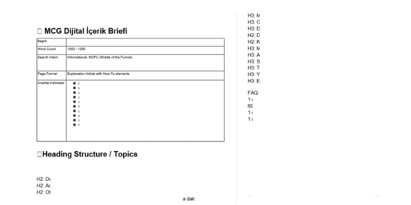 MCG Dijital İçerik Briefi
