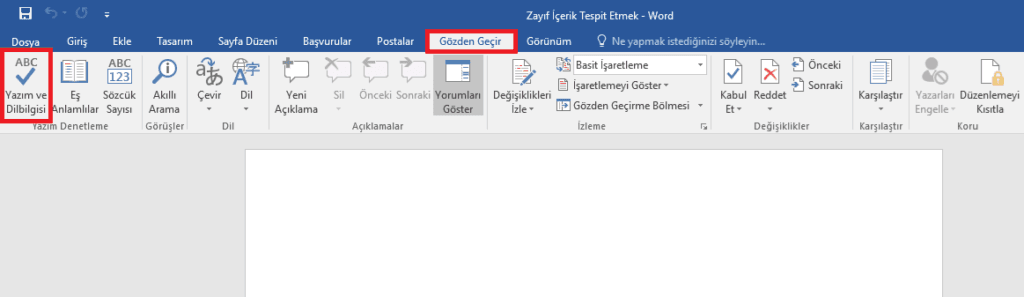 Word ile zayıf içerik tespit etmek
