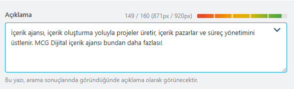 Meta açıklamanın Rank Math eklentisi ile kullanım örneği